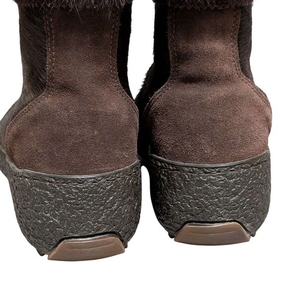 Oscar Sports brown fur winter boots size 40 leather zip wedge platform Italy - Picture 4 of 10